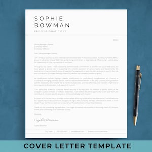 Plantilla de carta de presentación para Google Docs / Ejemplo de carta de presentación para currículum profesional / Solicitud de empleo / Ejemplo de carta de motivación simple y minimalista
