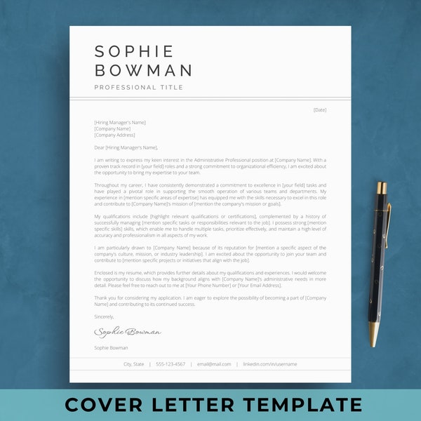 Google Docs Cover Letter Template | Professional Resume Cover Letter Sample | Job Application | Simple, Minimalist Motivation Letter Example