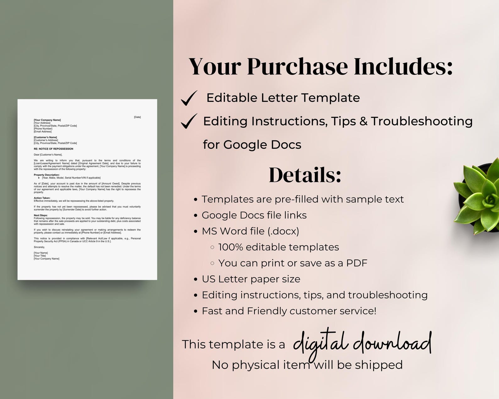 Repossession Letter Template Editable Repossession Notice Form