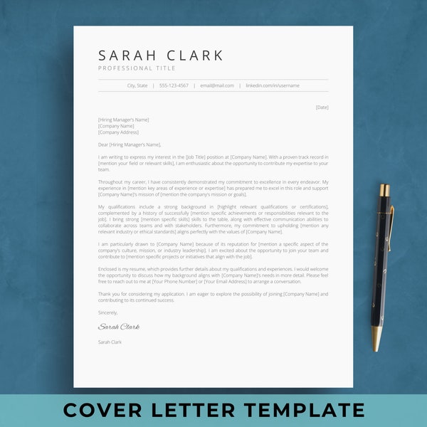 Google Docs Cover Letter Template for Job Application | Sample Resume Cover Letter Example Text | Professional Modern Motivation Letter