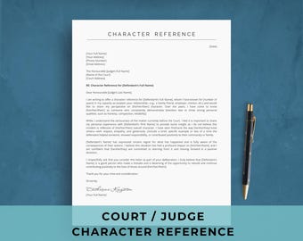 Court Character Reference Letter Template | Legal Recommendation Letter to Judge | Court Letter | Editable Character Statement | Google Docs