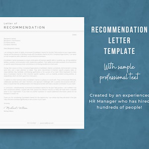Professional Letter of Recommendation Template | Job Application ...