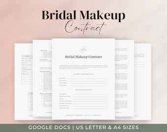 Bridal Makeup Contract Template | Wedding Makeup Artist Contract Service Agreement Form | Editable Google Docs MUA Consent, Policy, Release
