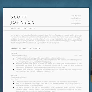 Google Docs Resume Template ATS Friendly, Simple CV Template and Cover Letter, Modern & Minimalist Executive Resume Example for Professional