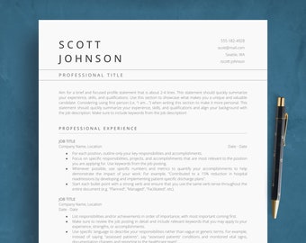 Google Docs Resume Template ATS Friendly, Simple CV Template and Cover Letter, Modern & Minimalist Executive Resume Example for Professional