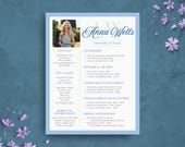 Blue Green Sorority Resume Template | Editable Sorority Recruitment Rush Resume Template with Photo | College Social Resume Packet | Canva