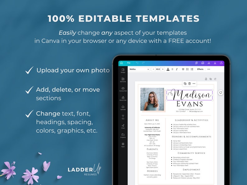 Sorority Resume Template With Photo - Il 794xN.4949572626 I748 