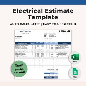 Electrical Estimate Proposal Template Spreadsheet | Electrician Estimate | Contractor Quote | Construction Project Bid | Excel & Google Docs