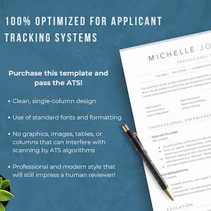 ATS Friendly Format and Optimized professional and simple resume template on blue background.