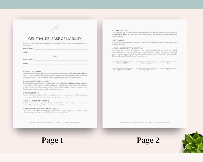 General Release of Liability Waiver Form Template | Editable Informed ...