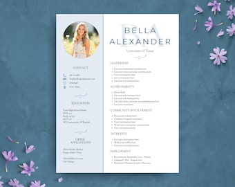 Sorority Resume Template | Light Blue Rush Resume Template for Sorority Recruitment | College Social Resume Packet with Cover Letter