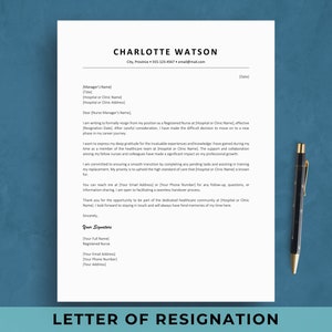 Nurse Resignation Letter Template for Word & Google Docs, Professional 2 Weeks Notice Letter Example, Sample Separation Retirement Letter
