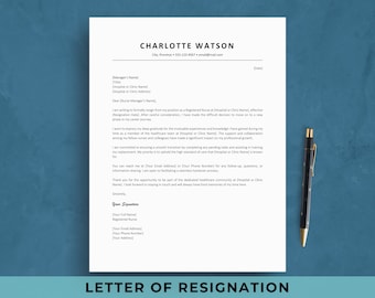 Nurse Resignation Letter Template for Word & Google Docs, Professional 2 Weeks Notice Letter Example, Sample Separation Retirement Letter