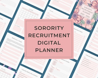 2025-2026 Sorority Recruitment Planner for Rush Week Prep | Digital & Printable Student Organizer | Perfect Add-on to a Sorority Resume!