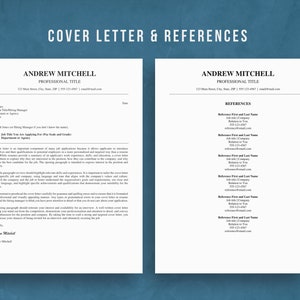 Może przedstawiać: Czarno-biały szablon listu motywacyjnego i referencji do podania o pracę. List motywacyjny zawiera sekcję o tym, jak napisać list motywacyjny, a sekcja referencji zawiera listę referencji z ich stanowiskami, firmami, numerami telefon&oacute;w i adresami e-mail.