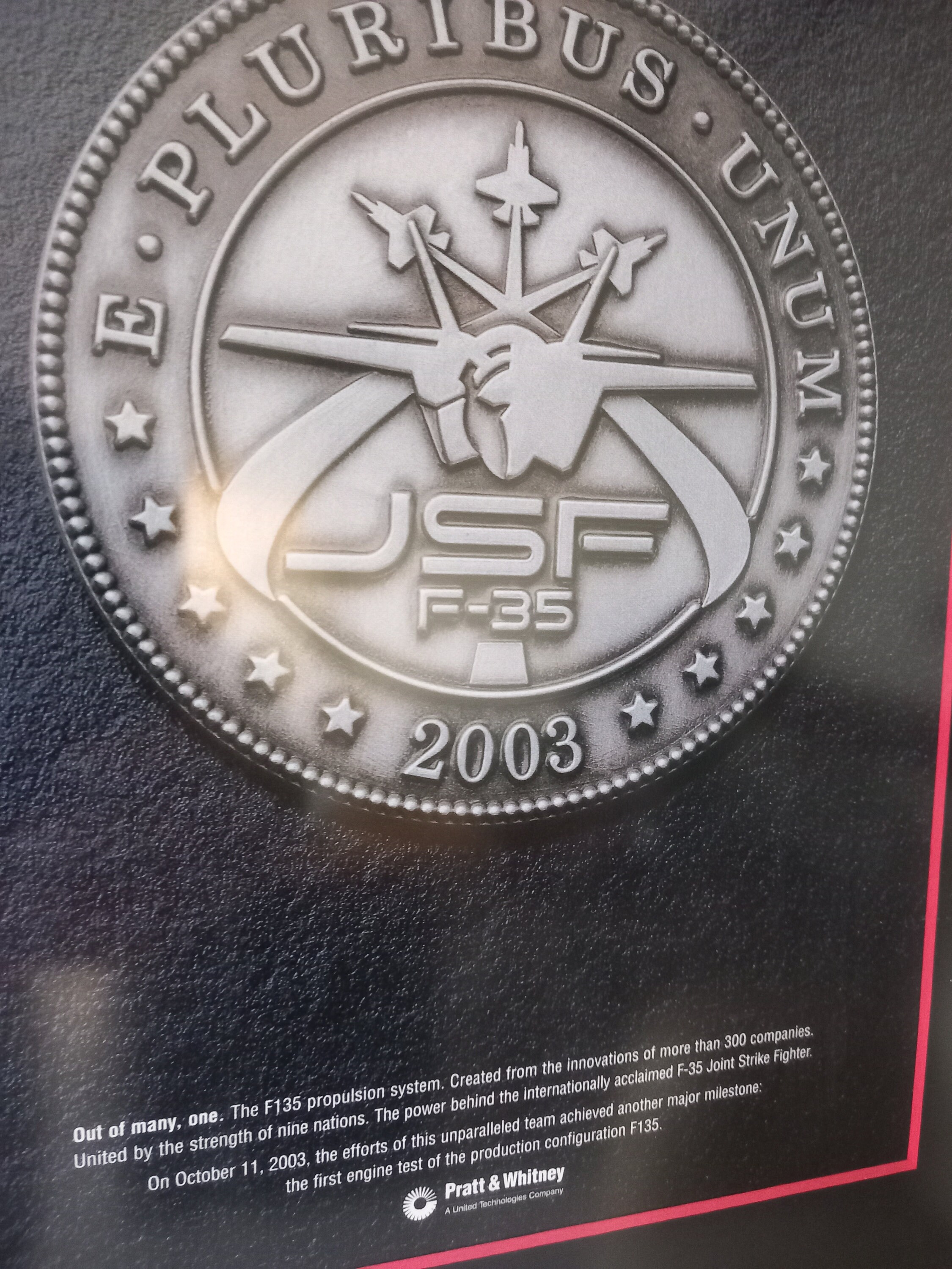 JSF F35 E Pluribus Unum F135 Engine Test Frame With Poster Etsy