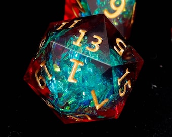 Demon&#39;s Blood DND D6, D20 Dice, Red Sharp Edge D&D Dice Set, Dungeons and Dragons Polyhedral RPG