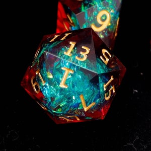 Demon's Blood DND D6, D20 Dice, Red Sharp Edge D&D Dice Set, Dungeons and Dragons Polyhedral RPG