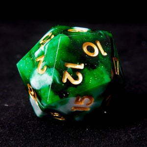 Snow Moss DND Dice Set, Green White Star Sharp Edge D&D Dice Full Set, Dungeons and Dragons Polyhedral RPG D6, D20 Dice