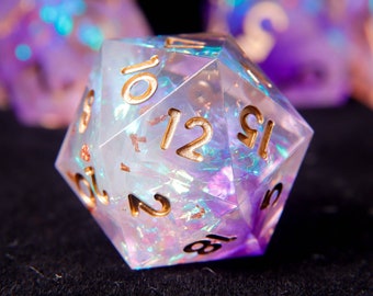 Light Purple DND D20, D6 Dice, Purple Resin Sharp Edge D&D Dice Set, Dungeons and Dragons Polyhedral RPG Dice Set DND Gift