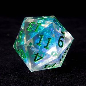 Green DND Dice Set, Green Star Sharp Edge D&D Dice Full Set, Dungeons and Dragons Polyhedral RPG D6, D20 Dice