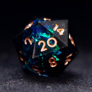 Black Blue DND Dice Set, Sharp Edge D&D Dice Set for Gifts, Dungeons and Dragons Polyhedral RPG D6, D20 Dice