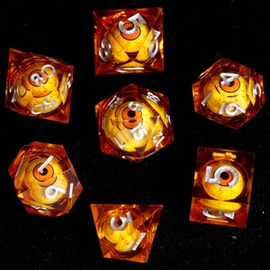 Moving eyes DND Dice Set, Liquid Core Dice Set Sharp Edge D&D Dice Set, Dungeons and Dragons Polyhedral RPG D6, D20 Dice