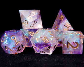 Light Purple DND Dice Set, Purple Resin Sharp Edge D&D Dice Set, Dungeons and Dragons Polyhedral RPG Dice Set DND Gift