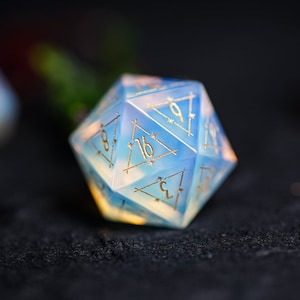 Carved Opal DND Dice Set - Hand Carved Gems for Dungeons & Dragons, RPG, MTG Games, Birthday Gift