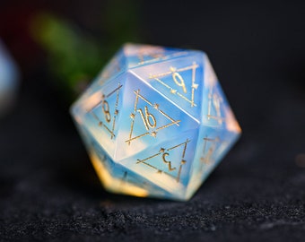 Carved Opal DND Dice Set - Hand Carved Gems for Dungeons & Dragons, RPG, MTG Games, Birthday Gift