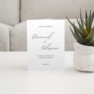 Tarjeta de compromiso personalizada, por siempre, felicitaciones por su compromiso. Se va a casar, tarjeta de compromiso minimalista.
