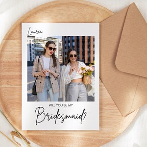 Karta z propozycją zdjęcia druhny. Czy zostaniesz moją druhną, druhną honorową? Karta z propozycją zdjęcia, spersonalizowana karta druhny, karta Polaroid