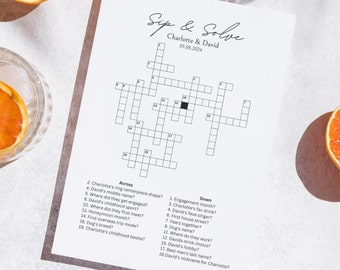 Custom Wedding Crossword. Solve and Sip. Wedding Game | Ice Breaker | Fun Wedding Trivia| Hen Do Game | A5 Sheets | Minimalistic