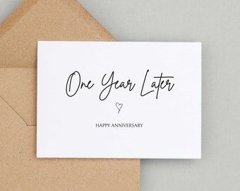 First Anniversary Card - One Year Later, Happy Anniversary - Wedding anniversary, Wife Anniversary, Husband Anniversary, Paper Anniversary.