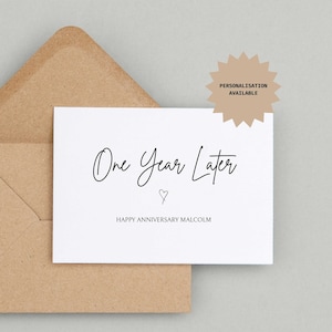 Tarjeta personalizada de primer aniversario: un año después, feliz aniversario, aniversario de bodas, aniversario de la esposa, aniversario del esposo