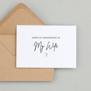 Primera tarjeta de aniversario de boda, feliz 1er aniversario como mi esposa, feliz 1er aniversario como mi esposo, aniversario de esposa, aniversario de esposo
