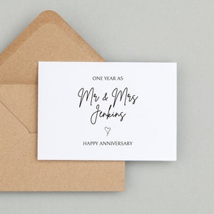 Tarjeta del primer aniversario de bodas: un año como Sr. y Sra.: aniversario de bodas, aniversario de la esposa, aniversario del esposo, aniversario en papel.