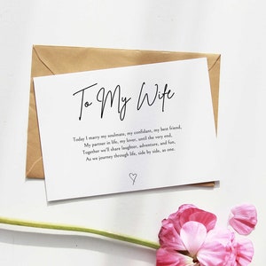 Para minha esposa em nosso cartão do dia do casamento. Para minha noiva em nosso cartão do dia do casamento. Poema do dia do casamento