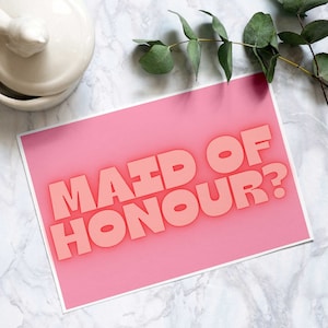 Pink Maid of Honour Proposal Postcard: Will You Be My Maid of Honour? Bridesmaid Gift, Bridesmaid Box, Maid of Honour Card