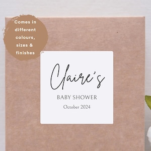 Pegatinas personalizadas de baby shower, etiqueta personalizada de favor de baby shower, etiqueta de agradecimiento para baby shower, pegatinas de bolsa de pastel, etiquetas cuadradas