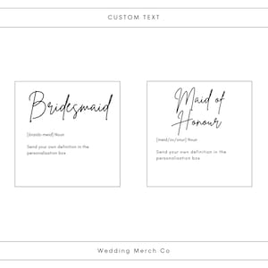 Monochrome Bridesmaid Definition Label for Wedding Proposal Gift Box, Hen Do Gift Bag, Bridesmaid Gifts and Candle Label. LABEL ONLY image 7