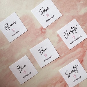 Personalisierte Brautjungfer Aufkleber.  Hochzeitsvorschlag Geschenkbox Aufkleber, Hen Do Beutel Etikett, Brautjungfer Geschenke und Kerzenaufkleber. NUR ETIKETT
