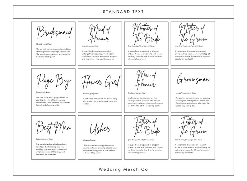 Monochrome Bridesmaid Definition Label for Wedding Proposal Gift Box, Hen Do Gift Bag, Bridesmaid Gifts and Candle Label. LABEL ONLY image 6