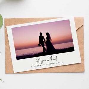 Hochzeitsfoto Dankeskarten | Personalisierte A6 Karten mit Name & Datum | Personalisierte Foto-Postkarten oder Gefaltet mit Umschläge | Große Aufträge
