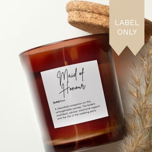 Personalisiertes Trauzeugin Label. Perfekt für Hochzeitsvorschlag Geschenkbox, Hen Do Geschenktüte, Brautjungfer Geschenke & Kerzenetikett. Nur Etikett
