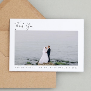 Personalisierte Hochzeit Dankeskarten, Postkarte oder gefaltete Optionen, A6 Hochzeit Danksagungen mit Umschlägen