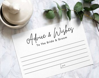 Tarjetas de consejos de boda para parejas en varios colores: compartan buenos deseos y consejos. Ideales para despedidas de soltera y bodas.