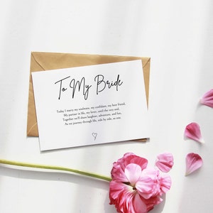 Para minha noiva em nosso cartão do dia do casamento. Para minha esposa em nosso cartão do dia do casamento. Poema do dia do casamento