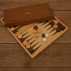 Personalised Wooden Backgammon Pub Set Magnetic Box Free Gold Embossing Christmas Gift
