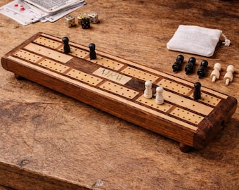 Tablero de cribbage de viaje personalizado: juego de clavijas de palisandro artesanal, regalo con relieve personalizado